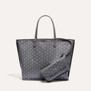 Élodie Tote Bag with signature pattern and matching detachable pouch, available in medium and large sizes, perfect for daily use or travel