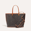 Elegant Élodie Tote Bag with signature patterned finish and detachable pouch for versatile daily use and travel.