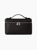 Black Loriana vegan leather crossbody handbag with silver zipper and top handle