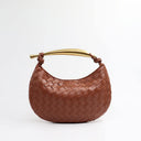 Orla woven leather handbag with gold-tone metal handle and spacious interior