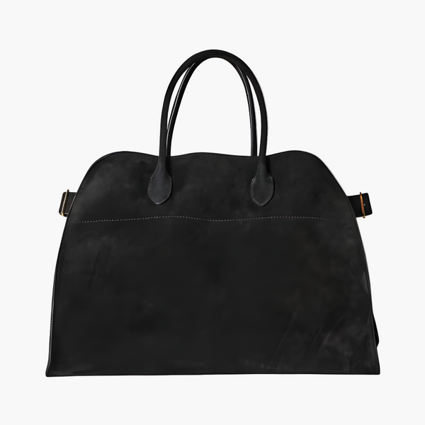 Delphine structured vegan suede tote bag in Onyx by Lorecia