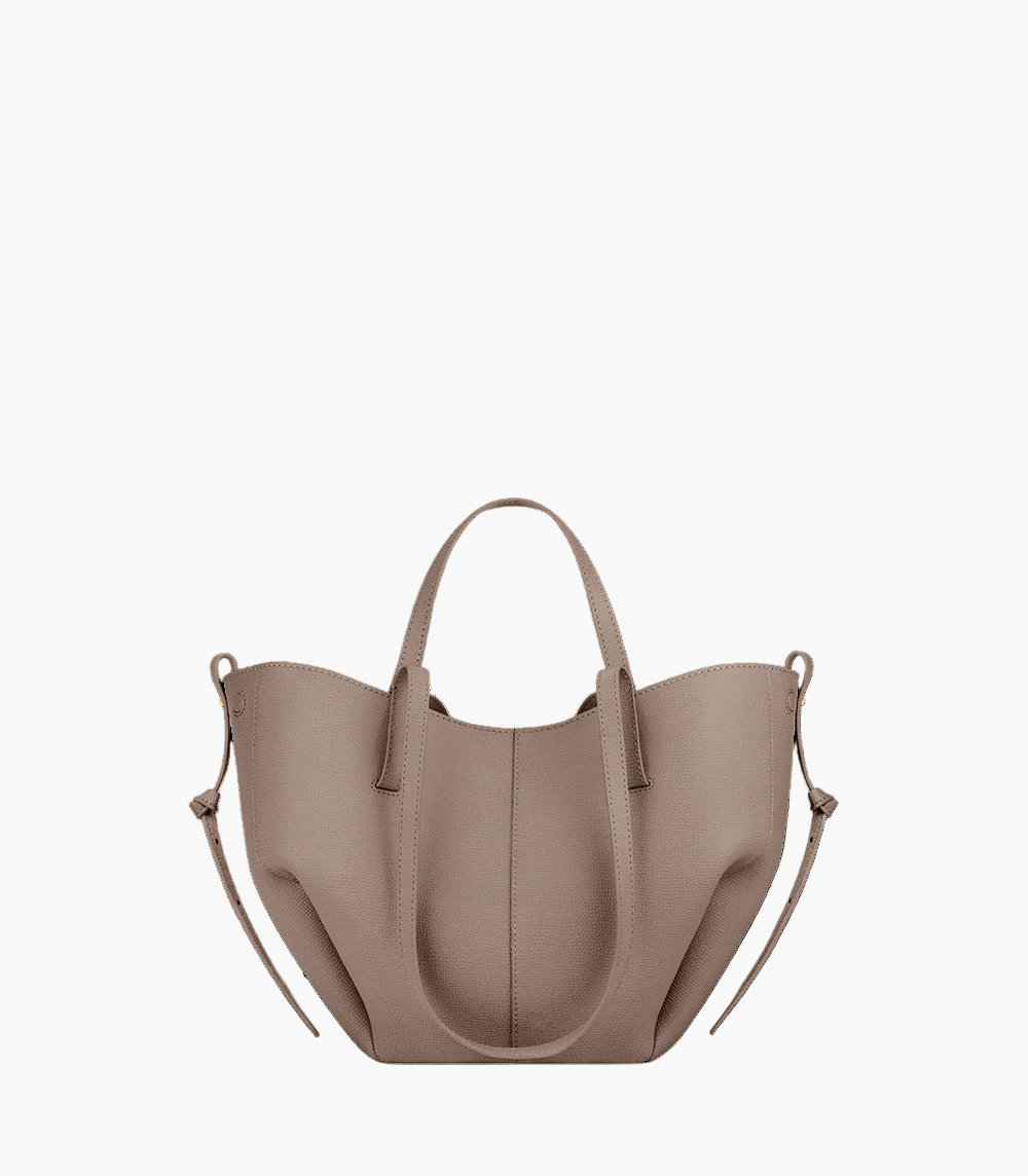Vegan Leather Winged Tote Bag, Structured Sculptural Silhouette