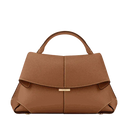 Aveline camel vegan leather handbag with structured design and top handle