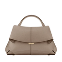 Aveline taupe vegan leather handbag with structured design and top handle