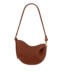 Toscana brown leather cross body bag with curved design and adjustable shoulder strap