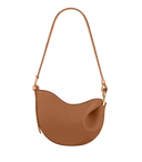 Toscana brown leather cross body bag with curved shape and adjustable strap