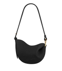 Toscana black cross body bag with curved design and gold hardware, convertible shoulder strap accessory