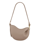 Toscana minimal curved beige cross body bag with adjustable strap and smooth texture